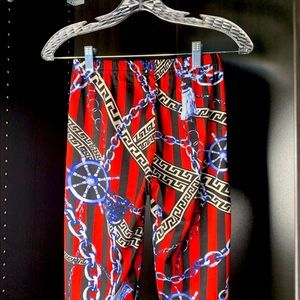 DOCELE Women High Waist Cropped Leggings Red